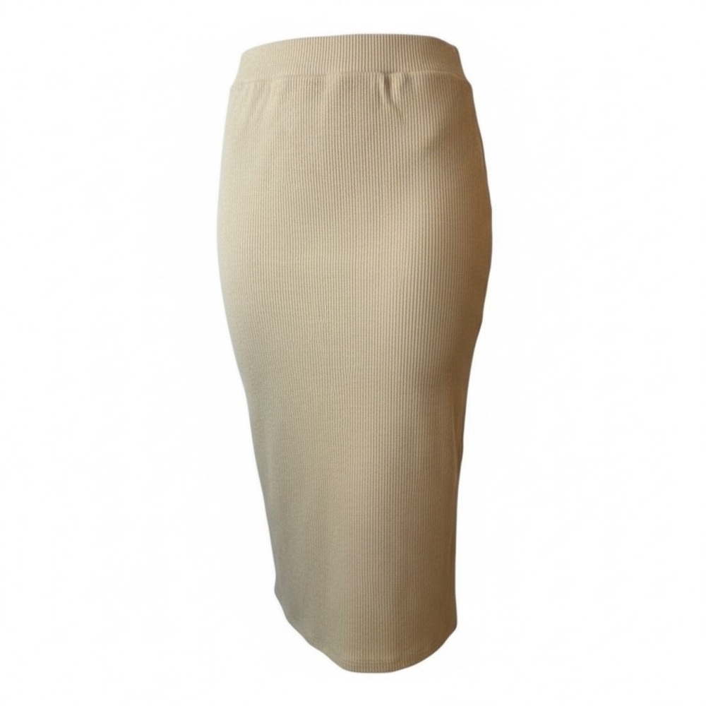 NWT Ingrid + Isabel Maternity Tan Knit Ribbed Pencil Midi Skirt - Size XXL - Picture 2 of 7